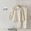 Conjunto de Pijama Infantil con Estampado Completo de Conejo Panadero Otoño 2026, Nuevo Top y Pantalones de Lana Elástica de Cuello Redondo para el Hogar Otoño-Invierno