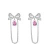 Novo Arco Rosa Gotas de Água Borla Brincos Girly Doce Luz Estilo de Luxo Super Fada Chanel Estilo Brincos de Diamante Amarelo