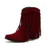 Talla grande Tacón Grueso 48 Nuevo Británico 40 Comercio Exterior Botas con Borlas Botas Delgadas Botas Cortas Botas de Tacón Alto Otoño e Invierno Mujeres Adultas