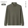 Camisa Polo de Manga Larga con Cuello de Solapa de Gama Alta para Hombre Ropa de Trabajo Otoño Camiseta de Manga Larga Personalizada Top Básico Directo de Fábrica