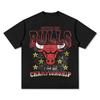Camiseta Bulls Americana Street Hip-Hop Marca Trendy Estampa Retrô Lavagem Antiga Y2K Algodão Solta Manga Curta Masculina