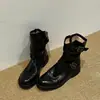 Botas Martin estilo inglês com fivela para mulheres, nova coleção outono/inverno 2026, estilosas, únicas, versáteis, emagrecedoras, botas curtas retrô