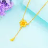 Luxo imitação de ouro 24k método antigo colar flor borla clavícula cadeia menina jóias cross-border areia colar de ouro jóias