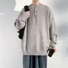 Suéter com gola alta masculina, primavera, outono e inverno, estilo retrô americano moderno, modelagem solta, jaqueta de tricô de alta qualidade