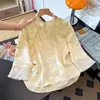 Garantia de Qualidade Seda Pura Redutora de Idade Nova Blusa Feminina para Meia-Idade Estilo Étnico Chinês Outono Bordado Jacquard Fechamento Diagonal Manga Média Melhorada