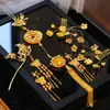 Accesorios para el Cabello de Novia Estilo Chino 2024 Nuevo Vintage Pin de Flor Dorada Vestido Clásico Xiuhe Vestido de Dragón y Fénix Adornos para el Cabello para Niños