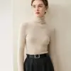 Nuevo suéter de punto 100% cachemira para otoño e invierno para mujer, con cuello alto apilado, corte ajustado, jersey de manga larga como capa base