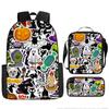Mochila Transfronteriza Nueva Llorido Nocturno de Navidad Halloween Mochila de Poliéster Mochila de Estudiante Bolso Bandolera Set de Tres Piezas