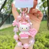 Pulseira de miçangas DIY com boneca KT de desenho animado macaron para celular, chaveiro de bolsa unissex, acessório de corrente anti-roubo para celular