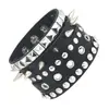 Pulseraancha de Cuero con Remaches Estilo Punk Europeo y Americano para Hombres, Accesorio de Moda Exagerado, Pulsera de Cuero Trenzado Vintage