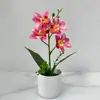 4 Plantas Artificiais de Orquídea Cymbidium em Vasos para Decoração de Estudo e Sala de Estar, Bonsai de Flor Artificial de Plástico para Arranjo de Quarto de Hotel