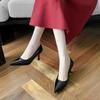 A111 Salto alto de boca rasa feminino, salto agulha, novo, couro macio, sem etiqueta para pés, preto, sapatos únicos, sapatos profissionais para entrevista de trabalho
