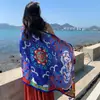Chal de Estilo Étnico para Verano Mujer 2026 Nuevo Estilo Viaje a Yunnan Protección Solar Bufanda de Seda con Borlas Toalla de Playa