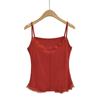 Chaleco pequeño con costuras de encaje sexy para mujer, estilo europeo y americano, boca plana, ajustado, popular en Internet, tendencia superior, 2024