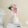 Vaso de Cerâmica Estilo Retrô com Acabamento Branco, Arranjo de Flores de Formato Único, Ornamento de Arte para Interior, Design Único, Decoração de Mesa para Interior