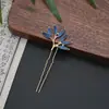 Nuevo Estilo Chino Novia Simple Tocado Rama Dorada Hoja Pasador Xiuhe Cheongsam Hanfu Accesorios para el Cabello Accesorios de Boda