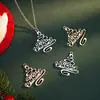 Colar de Árvore de Natal Estrela de Cinco Pontas Vazada de Aço Inoxidável Europeu e Americano Transfronteiriço Gargantilha DIY com Gravação e Pedra de Nascimento