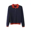 Cárdigan de Punto de Color Contrastante Estilo Coreano Perezoso Falso Dos Piezas para Mujer, Nuevo Otoño e Invierno 2026 Casual Versátil Top de Lana