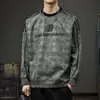 Suéter con Estampado Tie-Dye Lavado Nuevo de Otoño para Hombre Estilo Americano Moda Marca de Moda Camiseta de Rayas Raglán Mangas Largas Camisa Base Holgada