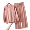Pantalones de pijama cálidos de otoño e invierno para mujer, pantalones casuales de terciopelo engrosado para el hogar, ropa exterior, deportivos, para mediana edad, de pierna ancha