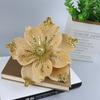 Flores decorativas de Natal Flores de pano de alta qualidade Simulação de magnólia Pó pegajoso Lantejoulas Flores de Natal Arranjo de flores de árvore de Natal