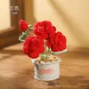 Planta de rosa artificial tejida en maceta, producto terminado hecho a mano a crochet, flor artificial para decoración de escritorio en casa, venta al por mayor de regalos, flor de hilo