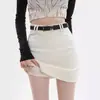 Saia de terno cinza feminina Primavera e Outono Explosões Pequena cintura alta Slim-fit Moda A- linha Saia Emagrecimento Saia Hip