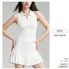 Conjunto deportivo de tenis transpirable de secado rápido con sensación de piel desnuda, estilo europeo y americano, top de manga larga de un solo hombro holgado, conjunto de yoga