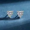 Pendientes de Plata S925 con Forma de Corazón y Moissanita de Venta Caliente Transfronteriza para Mujer, Pendientes de Botón con Forma de Corazón Modernos y Sencillos, Pendientes Únicos y Elegantes