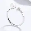 Anillo de Plata 925 con Perla de Agua Dulce en Forma de T para Mujer, Anillo de Moda Europeo y Americano, Joyería de Mano de Gama Alta Nicho, Joyería de Zirconia