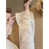 Calça casual de renda bordada off-white para mulheres, novo design de verão 2026, estilo de alta qualidade, calça fina solta de perna larga