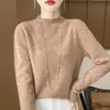 Suéter de Lana Ready-To-Wear de Primera Línea para Mujer 100% Lana Camiseta Básica Cuello en V Tejido Holgado Suéter de Cachemir Aspecto Adelgazante Top Otoño e Invierno