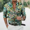 Nova Camisa Masculina Estampa Digital 3D Moda Casual Europeia e Americana Manga Longa Mais Vendida