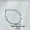 Pulsera de Plata de Ley S925 con Cristal Blanco Multifacético, Aliento de Bebé, Polvo de Plata Brillante en Forma de Estrella para Mujer, Joyería de Mano de Gama Alta Versátil para Verano, Nicho