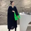 Suéter de Punto para Mujer Nuevos Artículos Europeos Estilo Perezoso de Moda Suéter de Punto con Cuello en V Vestido Holgado para Mujer