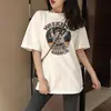 Camiseta de Manga Corta con Estampado de Dibujos Animados Estilo Coreano de Verano para Mujer 2026 Nuevo Estilo Holgado Bf Diseño Perezoso Versátil Top de Algodón Puro