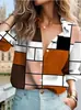 Comércio exterior transfronteiriço 2024 estilo europeu e americano feminino cardigã camisa de manga comprida estampa 3D pena xadrez top versátil