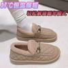 Sapatos Mao Mao Roupa de inverno feminina Sapatos de ervilha com forro de lã Sapatos de pão para mulheres grávidas Sola macia Um pedal Sapatos de algodão para neve