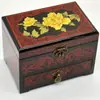 Caja de joyería de laca de Pingyao, caja de regalo de boda retro de madera, caja de maquillaje de novia, artesanía roja del patrimonio cultural inmaterial chino.