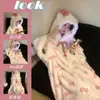XinXuanHello Kitty Roupão de Lã Coral Pijama Feminino Outono e Inverno Plus Veludo Espessado Capa Fofa Roupa de Casa