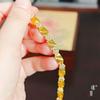 Loja de ouro Jin Yan com pulseira de fita com flores de broca e desenho de areia dourada para mulheres, joia de luxo leve retrô de alta qualidade para mulheres