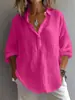 Camisa de Mujer de Algodón y Lino con Retazos, Manga Larga, Cuello en V, Corte Holgado, Estilo Primavera Nuevo, Transfronteriza Amazon 2026