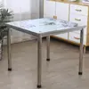 Mesa Simples de Aço Inoxidável Doméstica, Mesa de Jantar Quadrada Minimalista, Dobrável e Montável, Adequada para Apartamentos Pequenos, com Função de Aquecimento para Jantar