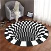 Alfombra redonda de visión estéreo 3D de remolino blanco y negro transfronteriza geométrica para sala de estar dormitorio alfombra arte mesa de centro alfombra de piso