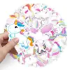 50 dibujos animados de unicornio caballo arcoíris patinete infantil coche de equipaje guitarra funda de teléfono pegatina