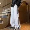 Pantalones de Chándal Grises a Rayas de Bloques de Color Estilo Americano para Hombre, Pantalones Rectos con Tres Rayas y Caída de Alta Gama, Pantalones Deportivos de Primavera y Verano