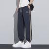 Calças Masculinas de Verão Marca Tendência Seda de Gelo Masculina Ins Calções Masculinos Listrados Camiseta Versátil Casual Solta Fina Calças Masculinas