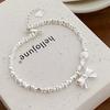 Pulsera de Plata con Lazo y Perlas Estilo Coreano Simple Ins Corazón Roto para Mujer Nueva Dulce Pulsera para Mejor Amiga