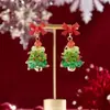 Pendientes de Árbol de Navidad Tridimensionales, Pendientes de Navidad Dulces y Lindos, Pendientes de Regalo de Año Nuevo, Clips para Orejas sin Perforar para Mujer, Venta al por Mayor