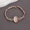 Pulseira Extremamente Simples com Pedra Artificial Olho de Tigre Oval Cravejada de Diamantes Pulseira de Nicho Retro Simples Exquisita Pulseira Elegante de Alta Qualidade